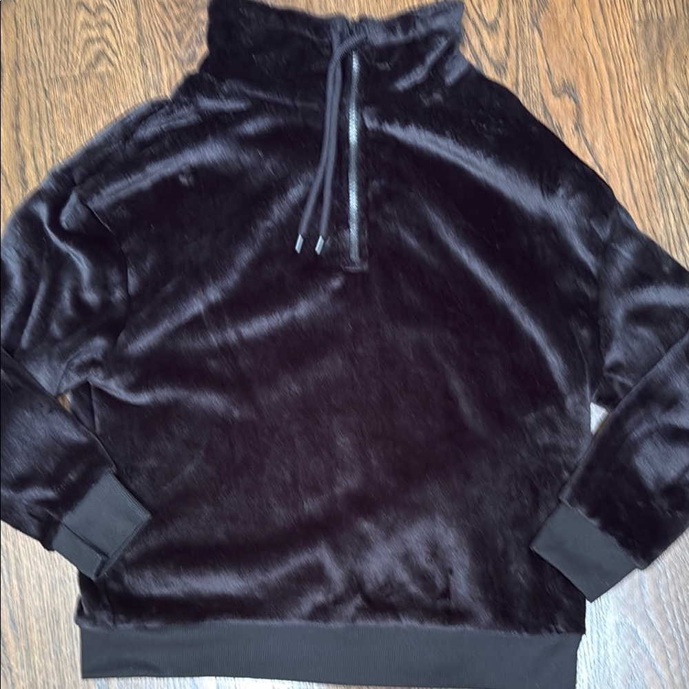 NWOT Secret Treasures Black Zip Up Jacket Velvet Finish